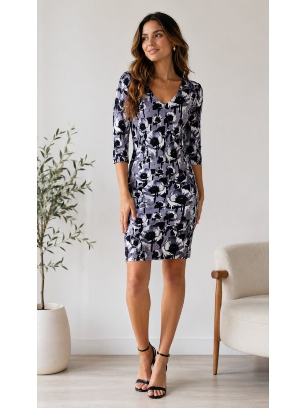 Joyce Leslie Mini Dress Size Large Gray 2/4 Sleeve ties at the back- NEW